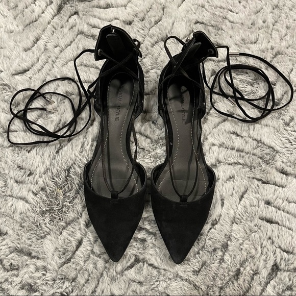Kendall & Kylie Shoes - Kendall & Kylie Black Suede Lace Up Ballerina Flats Pointy Toe Size 6.5